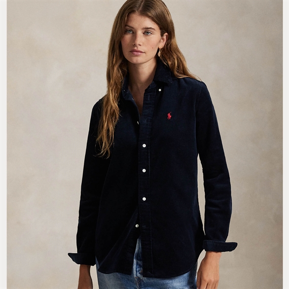 Polo Ralph Lauren Stretch Slim Fit Cotton Corduroy Skjorte, Navy 